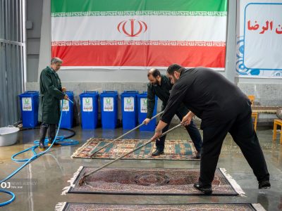 برپایی قالیشویی جهادی برای فرش‌های آسیب‌دیده